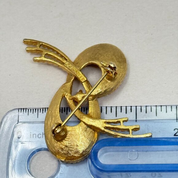 Mamselle Mid-Century Brooch Vintage Gold-Tone Faux Pearl Signed - Picture 10 of 10